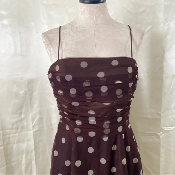 Vintage 80s brown polka dot dress - Picture 6 of 6